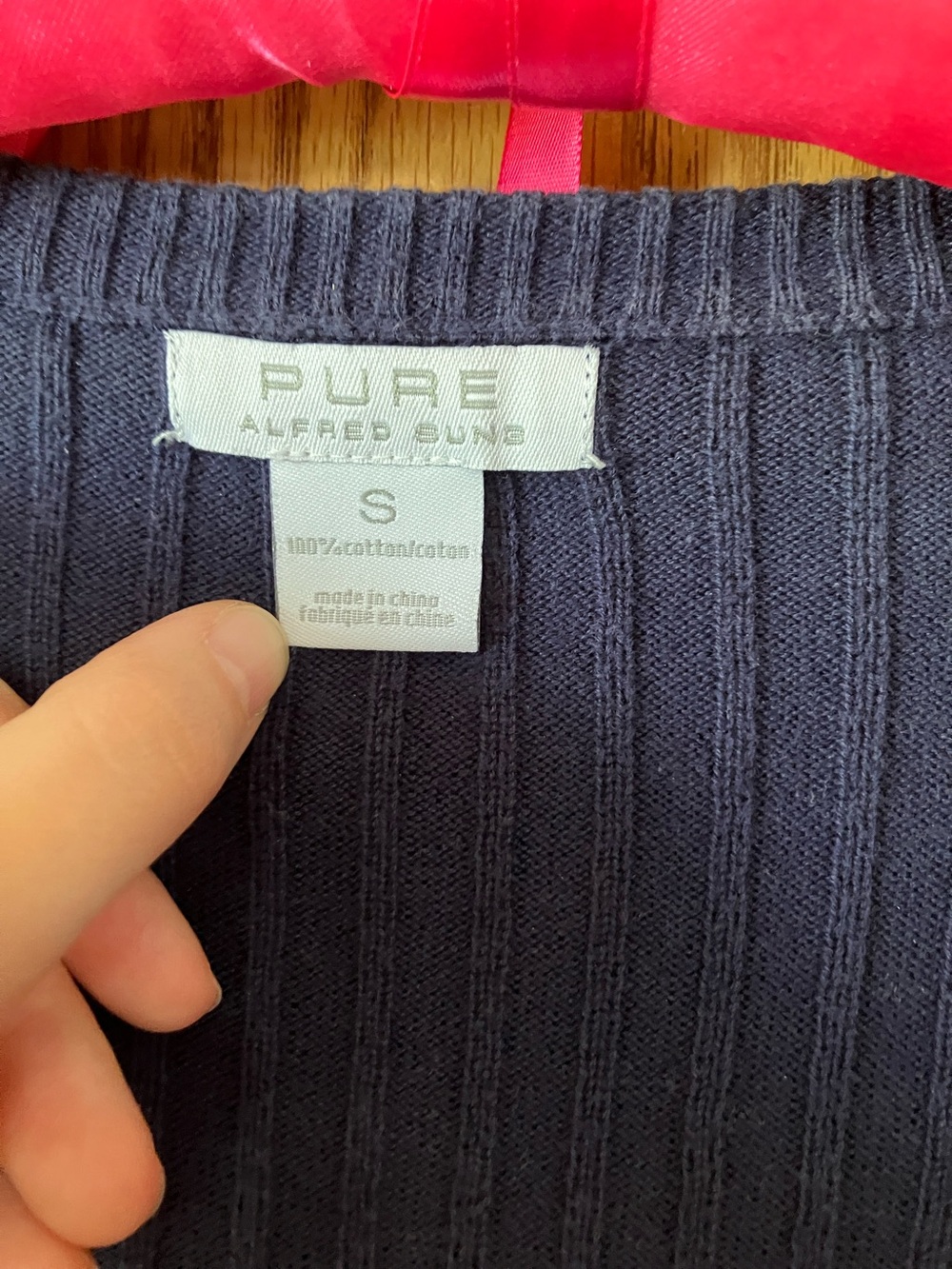 Alfred Sung Classic Navy Ribbed Button-Front Cardigan Sweater - Picture 2 of 3